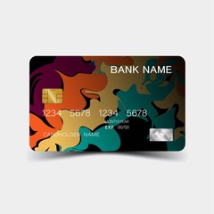 Credit card desing. Colour and inspiration from abstract. On white background. Glossy plastic style. 