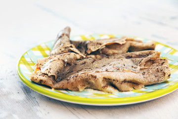 Homemade french buckwheat galette on the table