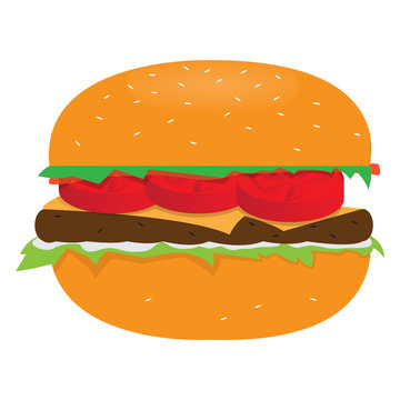Isolated burger image. Fast food - Vector llustration