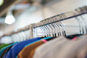 Special clothes for medical staff on hangers.