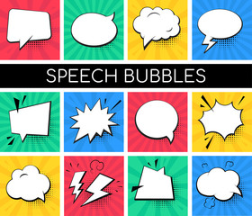 Speech bubbles collection - set of comic retro elements