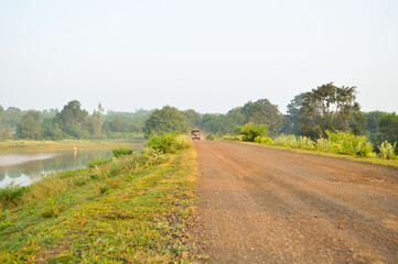 View road and mountain .