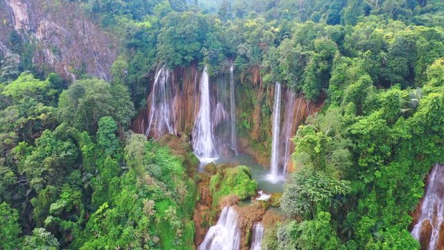 Clip Tee lor su waterfall in Thailand at the tropical forest , Umphang District, Tak Province, Thailand