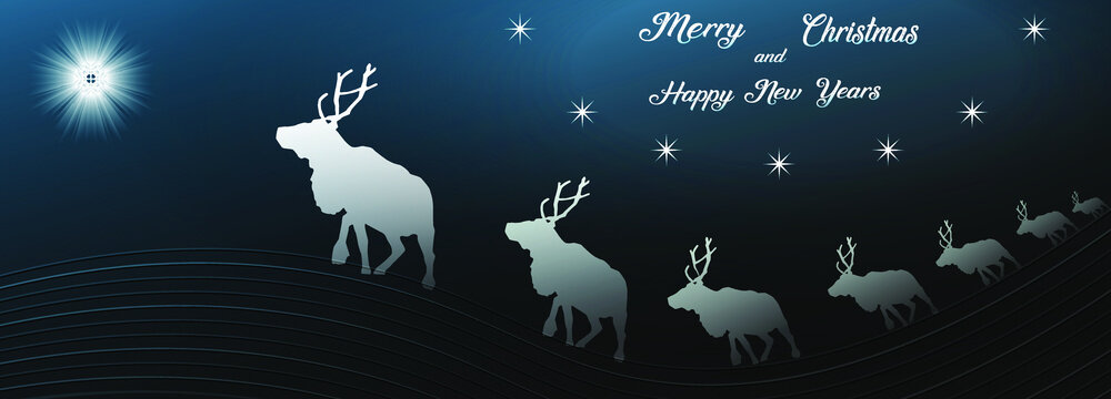Christmas and New Years greeting on  darkness background and Reindeer souls seeking to the gifted of light for resurrect himself,.Vector EPS.10