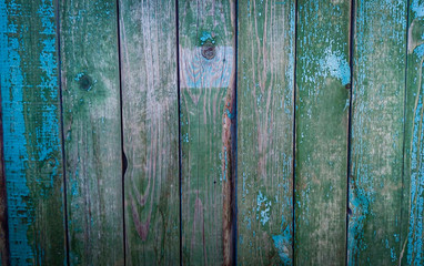Fototapeta na wymiar Old blue boards. Blue-green background. Vintage texture for the background.
