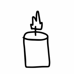 Vector Christmas candle.Scandinavian style.Doodle black sketch line illustration.Design for backgrounds, web and coloring.