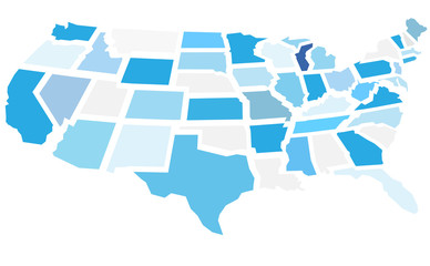 United States map, fragmented states. Vector illustration 