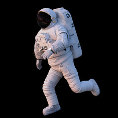 running astronaut, isolated on black background  © dottedyeti