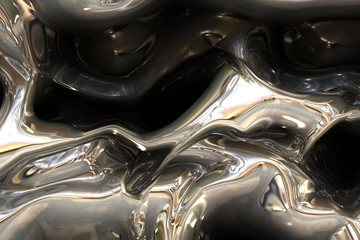 Abstract background volumetric texture molten metal silver