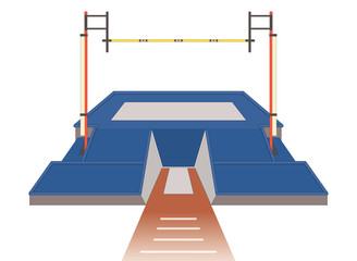 pole vaulting landing pad and pit isolated on a white background