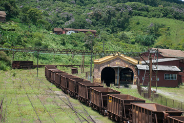 Fototapeta na wymiar Cargo Train In Paranapiacana - Santo André - SP, Brazil