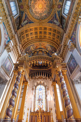 Fototapeta na wymiar St Paul Cathedral. Splendid inside of the St Paul catherdal. Amazing, altar, frescos and cupola