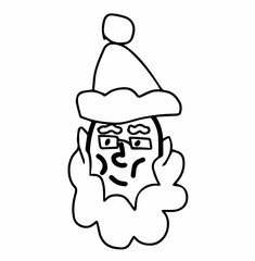 Vector Christmas Santa Claus.Scandinavian style.Doodle black sketch line illustration.Design for backgrounds, web and coloring.
