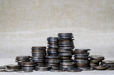 Close up of coins to stack of coins, Business Growth concept, Money, Financial, Business Growth...