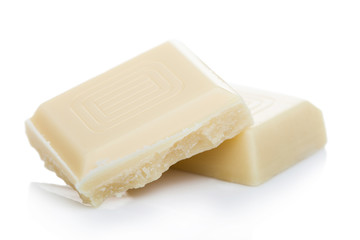 White chocolate blocks isolated on white background