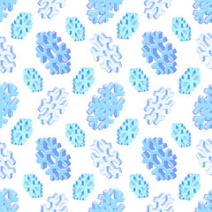 isometric snowflake seamless pattern.