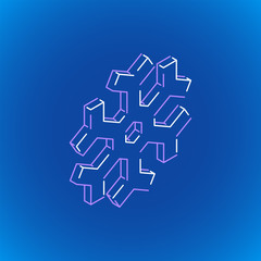 isometric geometric snowflake illustration.