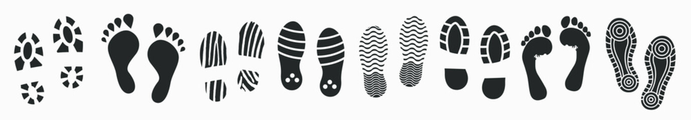 Human footprint set isolated on white. Vector illustration