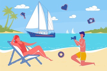 Obraz na płótnie Canvas Couple in Love Summer on Vacation by Ocean Beach