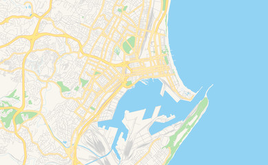 Printable street map of Durban, South Africa - obrazy, fototapety, plakaty