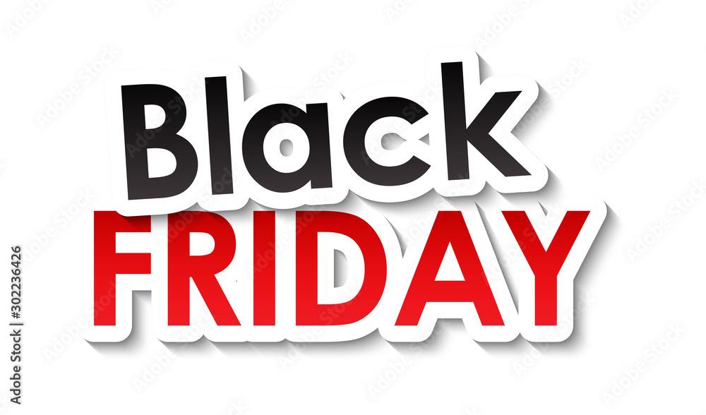 Wall mural black friday black and red vector typography banner