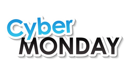 CYBER MONDAY blue and black vector typography banner