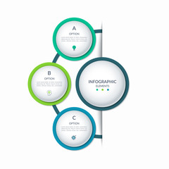 Business infographic semi circle template with 3 options