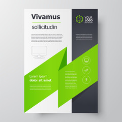 Flyer size A4 template, creative leaflet green color