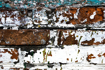 Fototapeta premium Fragments of old brickwork. Red Cypriot. Natural weathering. Concept design for the interior.