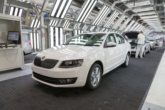 Final check at car production assembly line in automotive  factory
