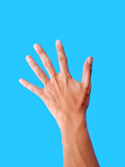 back hand isolated on blue background