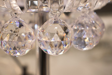 faceted crystal chandelier pendants close up