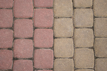 background of grey and red paving bricks