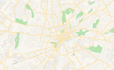 Obraz premium Printable street map of Harare, Zimbabwe