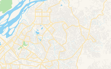 Fototapeta na wymiar Printable street map of Douala, Cameroon