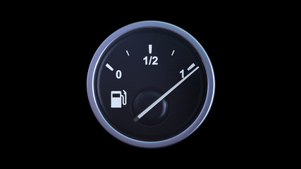 3d render fuel tank sensor at zero on black background