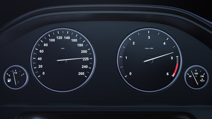 3d render Car Speedometer Gaining Speed blackground