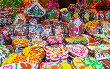 One of the most traditional sweet treats which are gingerbreads pictured at Christmas Market in...