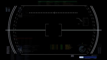 Drone / Airplane Interface HUD overlay loop animation on black - alpha channel, loopable