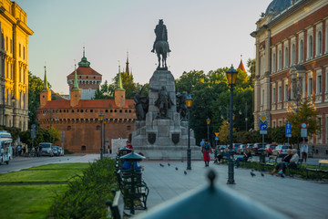 Krakow, Poland: The Grunwald monument was erected in 1910 in Matejki square for the 500th...