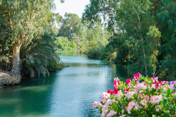 Jordan river in Yardenit Baptismal Site (Kvutzat Kinneret, Galilee, Israel) - 302243891