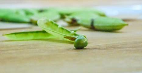 Fresh peas from an open pod