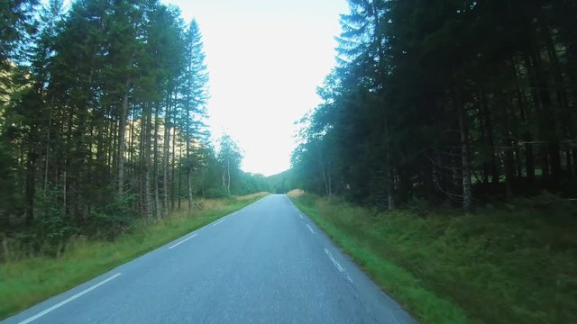 Driving The Mountain Roads In The Lofoten Islands, Northern Norway