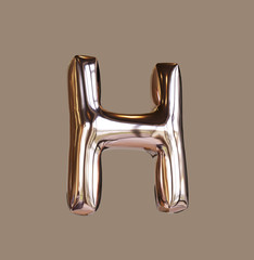 3D rendering Alphabet H balloon with brown background