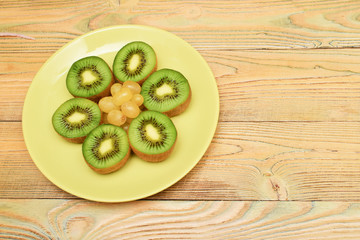 kiwi and grapes on a plate