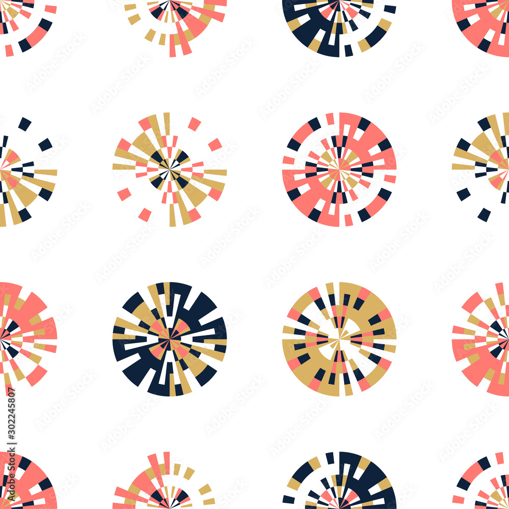 Poster creative digital pixels in circle form vector seamless pattern. tiny squares in round shape. vector 