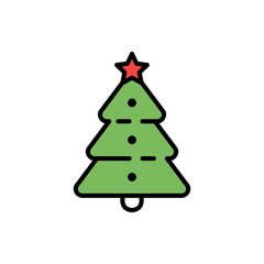 Christmas tree icon. Isolated on White background