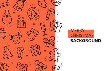 Christmas icons background. Isolated on Orange background
