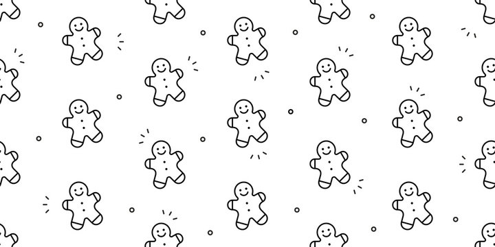 Seamless pattern with gingerbread man Cookies. Isolated on White background