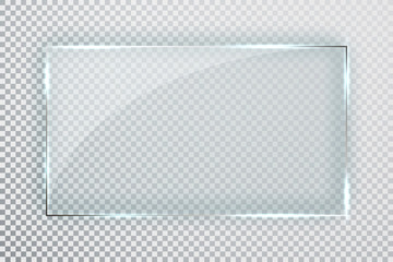 Glass plates set. Glass banners on transparent background. Flat glass. Vector illustration